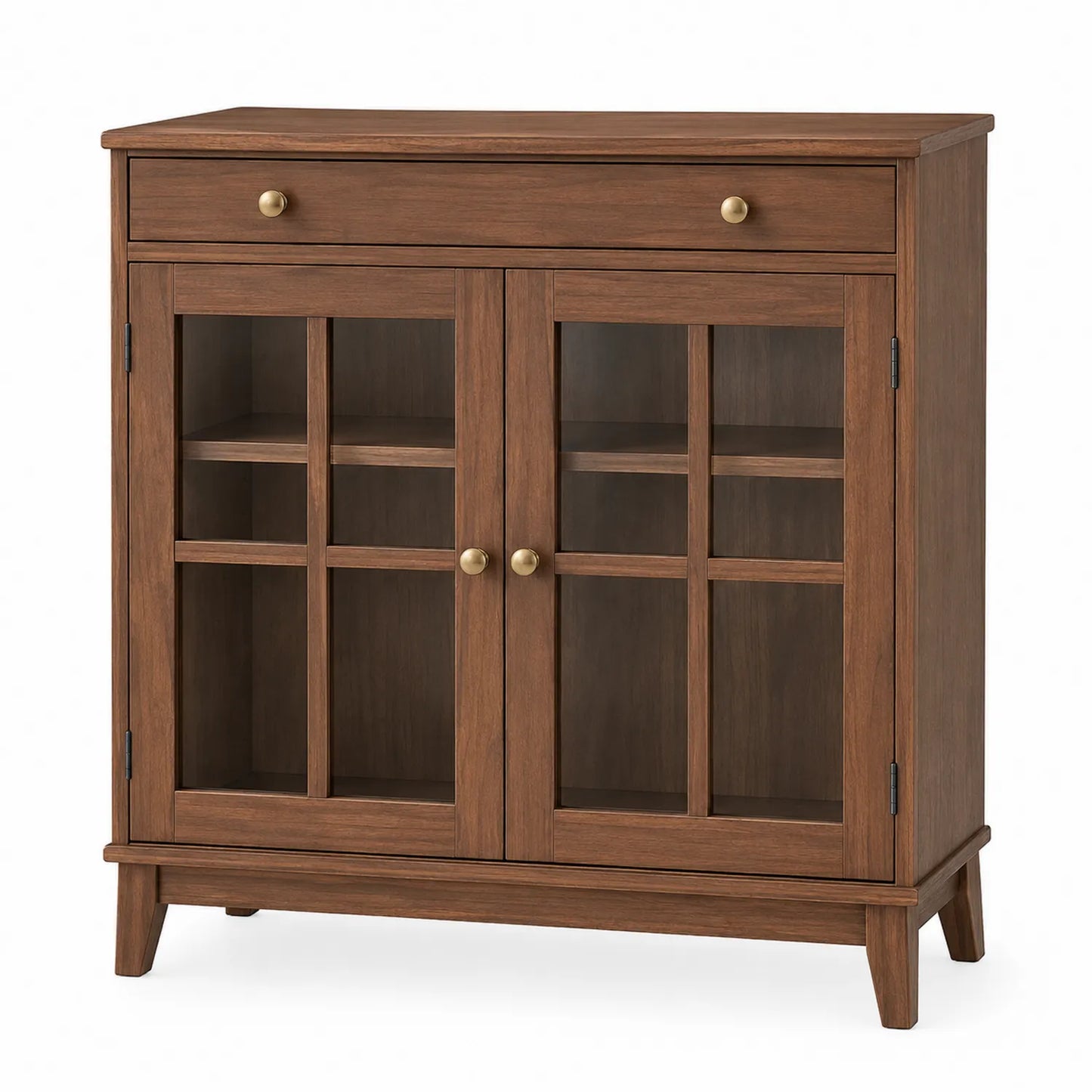 Aparador de Madera con Puertas de Vidrio y 1 Caj¨®n 110x85x40 cm Marr¨®n