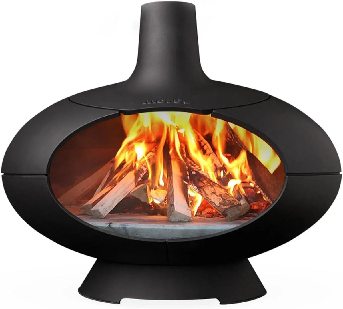 Four électrique à pizza, extérieur, fonte, noir, Barbecue et Fumage des Aliments, Design Rond avec Double revêtement en Fonte, Pierre à Pizza