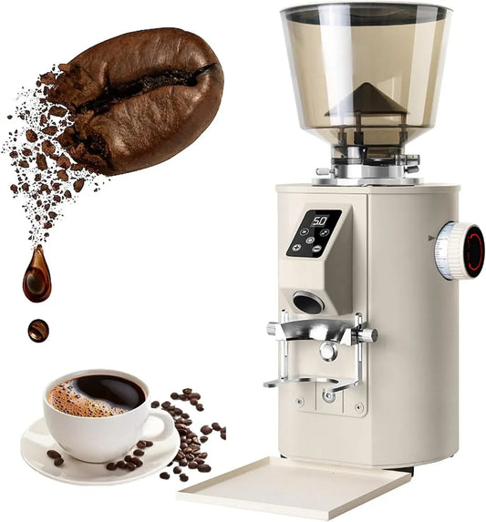 Machine à caf, Moulin, broyeur à grains de café, machine à café électrique, 64 mm, tactile, professionnel, blanc