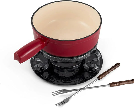 Fondue, 2 L, fonte, 9 Pièces, fonction chauffante, pour Fondue Chocolat et Savoyarde