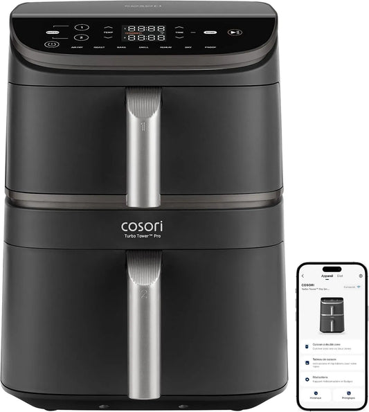 Friteuse à air chaud, 10,8 L, 7 programmes, 3 niveaux, 3 Niveaux Cuisson, Sans PFAS