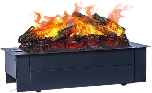 cheminée électrique Noire, la Villa, pour Le Bureau, Cheminée électrique encastrée de 24,8 po avec Simulation de Flamme et bûches de Charbon de Bois