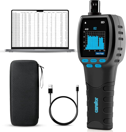 Moniteur CO2 PM2.5/10/1.0, portable, détecteur Portable 16 en 1 pour AQI, TVOC, HCHO