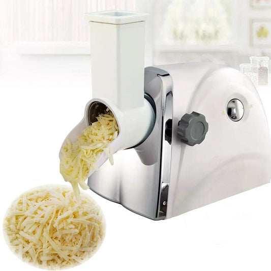 carottes, Râpe à fromage électrique rotative équipé de 3 lames en acier inoxydable, parfait pour fromage, broyage rapide 180 pièces/min, concombres