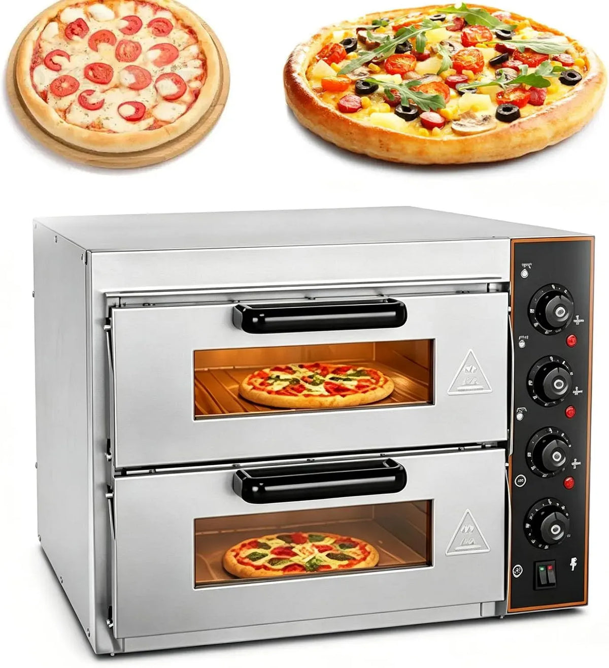 Four électrique à pizza, 3000 W, 50 à 350 °C, pose libre, professionnel, acier inoxydable, Contrôle Indépendant De La Température par Étage