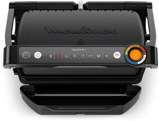 Moulinex faciles à, du poisson et des légumes, pour OptiGrill+ Grille électrique d'intérieur idéale pour cuisiner de la viande, indicateur de cuisson