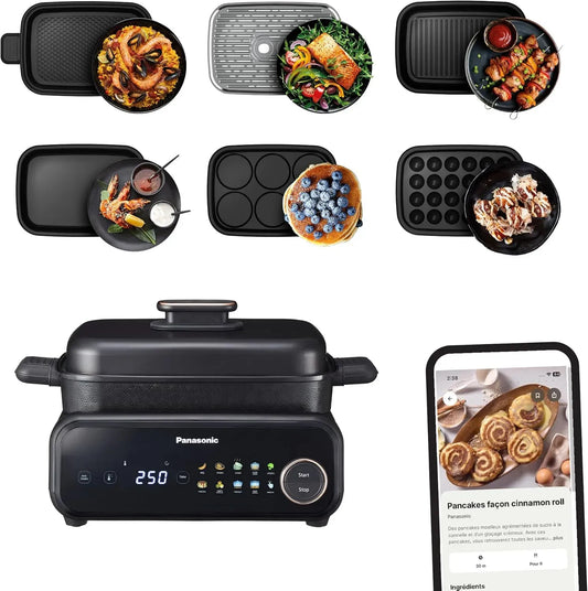 Panasonic NF-GM600 6-en-1 Lave-vaisselle, 1400 W, 40 à 250 °C, gril, 9 Modes Automatiques, Grill électrique, BBQ
