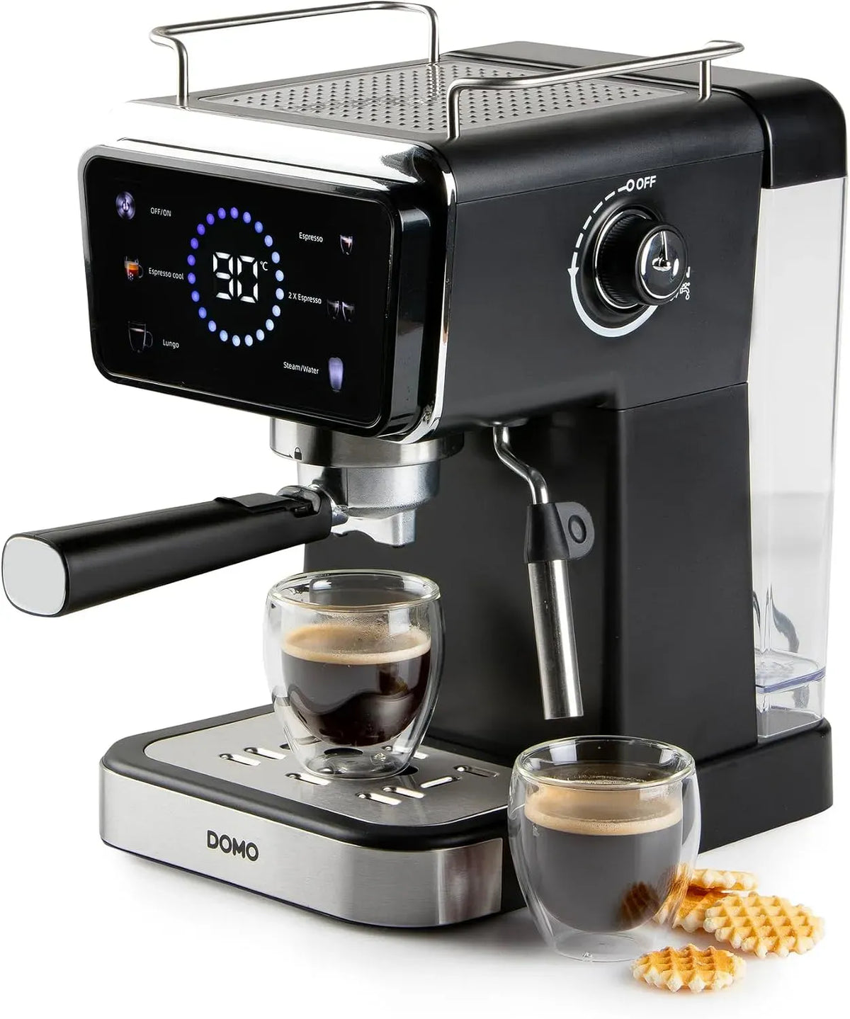 DO757K machine à café électrique, 1,5 L, tactile, grand réservoir, vapeur, DOMO