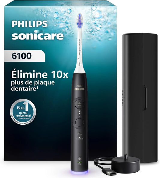 Philips HX7401/07 Brosse, brosse à dents rechargeable, minuteur, 3 niveaux, dalle IPS, 2 modes, noir