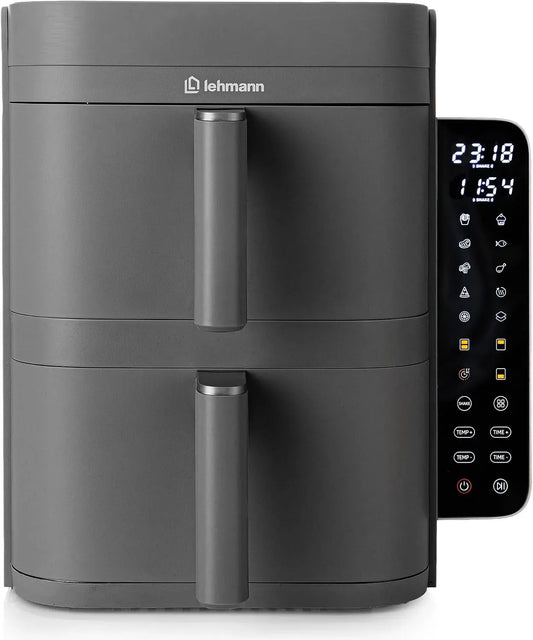Friteuse à air chaud, 12 L, 2800 W, 10 programmes, 40 à 230 °C, LEHMANN XXL 12L, tactile, revêtement antiadhésif, Écran Tactile
