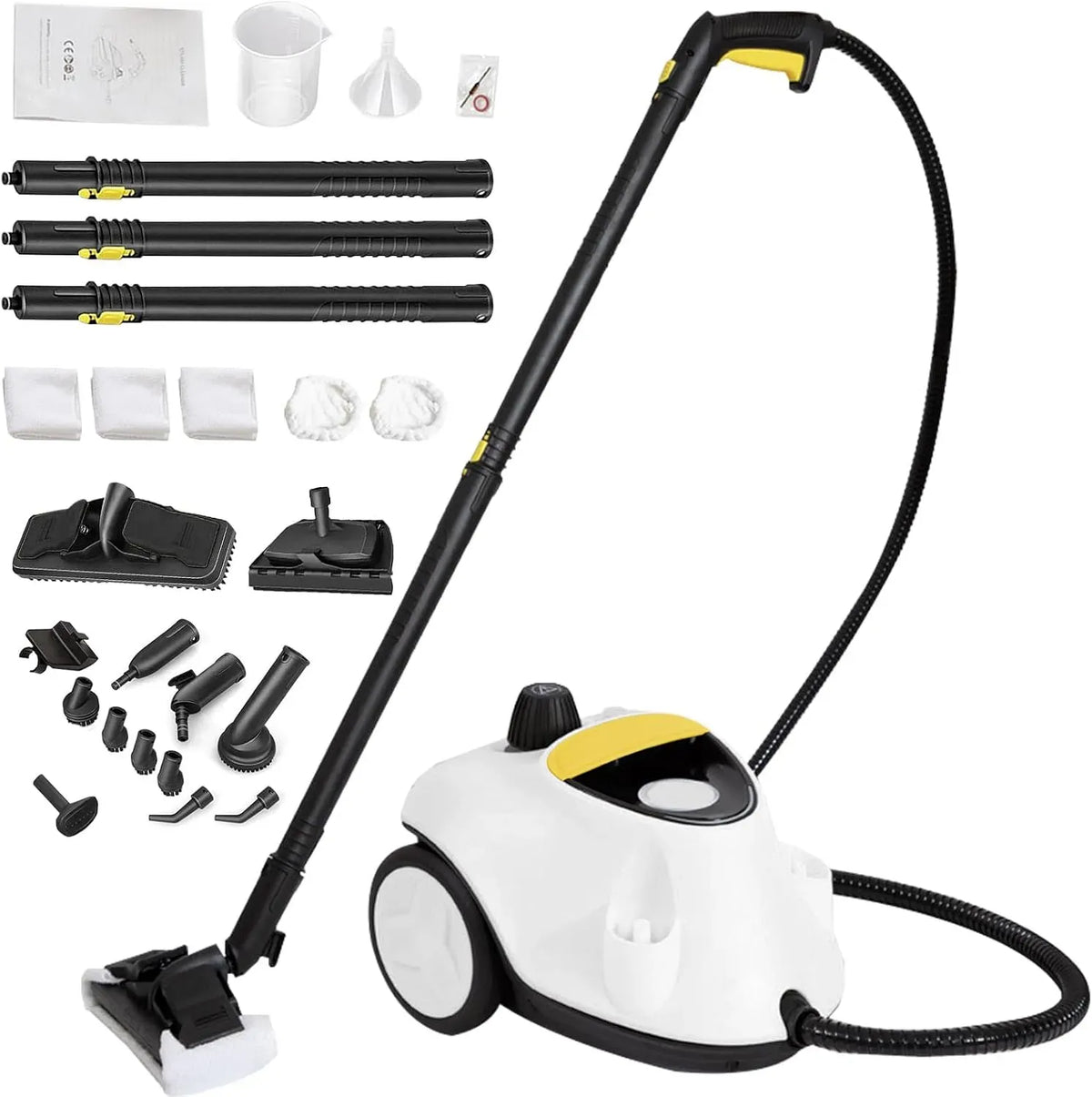 Nettoyeur vapeur, 2,1 L, 2100 W, Upgrade, multi-usage, grand réservoir, usage sur sols, cuisine, voiture, vitres et canapé, blanc, Pression 5 bar