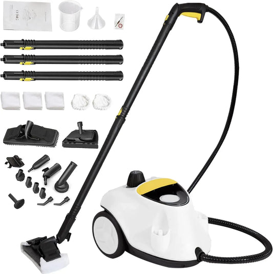 Nettoyeur vapeur, 2,1 L, 2100 W, Upgrade, multi-usage, grand réservoir, usage sur sols, cuisine, voiture, vitres et canapé, blanc, Pression 5 bar