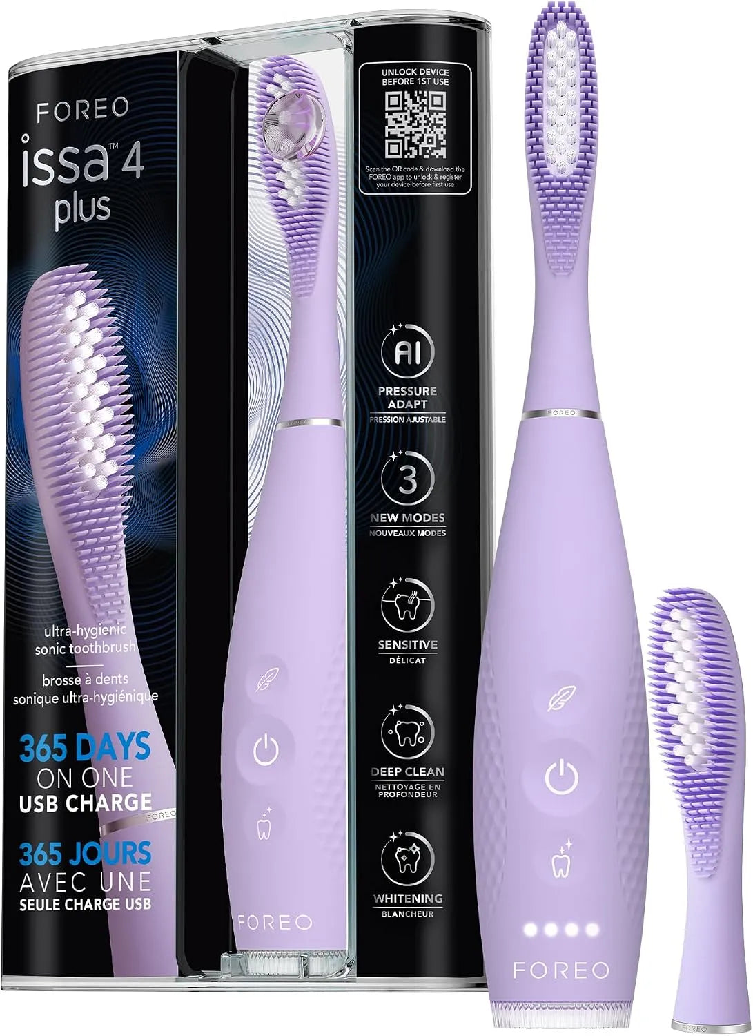 4-en-1 Brosse, brosse à dents rechargeable, hygiène, FOREO