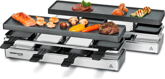 Rommelsbacher RC 1600 Plaque de cuisson, revêtement antiadhésif, Fun for 4+4 Appareil à raclette, barbecue de table, pour 8 personnes