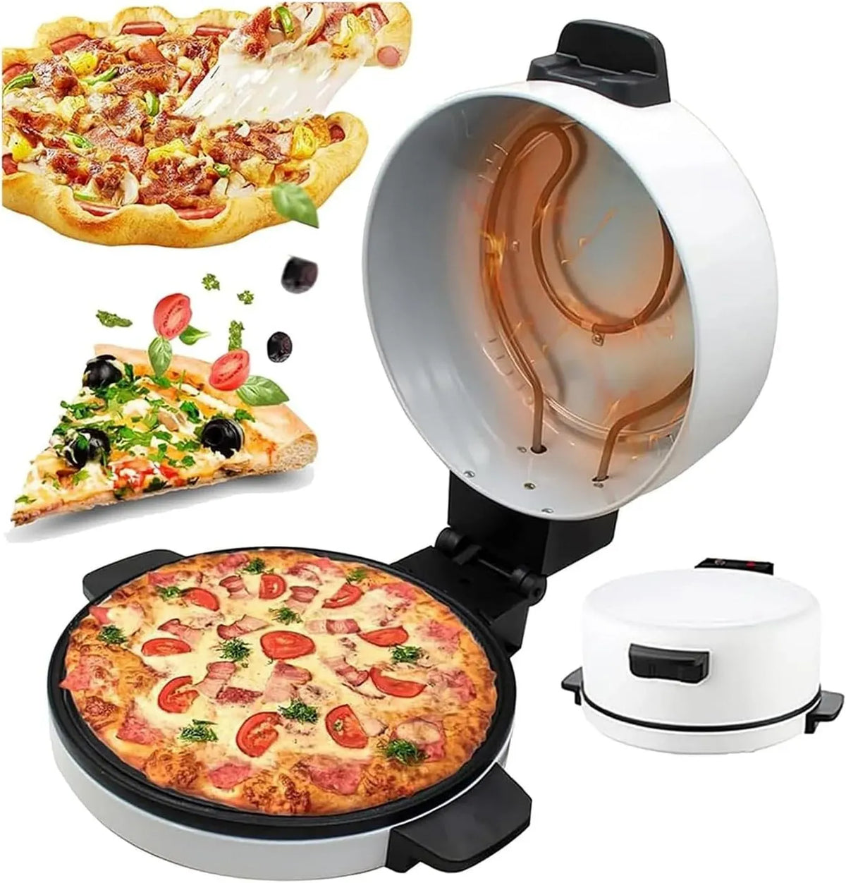 Machine à pain 12in, 30cm, 2000 W, machine à faire du pain, pizza, fait maison en 6 Min, plaque chauffante antiadhésive