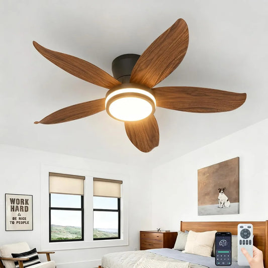 Ventilateur, 88cm, silencieux, 3 Couleurs de Lumière Dimmables pour Chambre et Cuisine, Moteur DC Silencieux Réversible