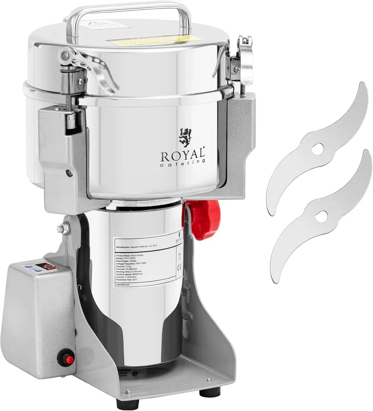 RCMZ-2000D Moulin, 21 x 9.5 cm, 3400 W, 2000 g, professionnel, restauration, Royal