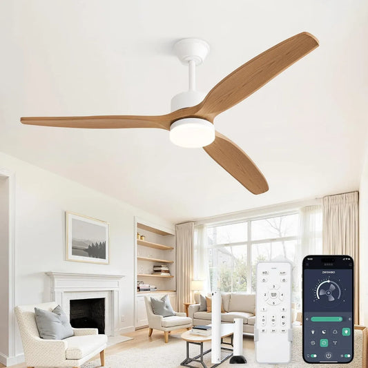 Ventilateur, 132 cm, ZMISHIBO 2/4H, minuteur, silencieux, 2 zones de température, 3 Pales ABS Effet Bois, Commande APP et Télécommande
