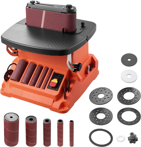 VEVOR Bricolage, Ponçage de Meubles, Ponceuse à Broche Oscillante d'Établi 2000 tr/min Course 16 mm, 5 Manchons 12,7 mm 19 mm 25,4 mm 38,1 mm 50,8 mm