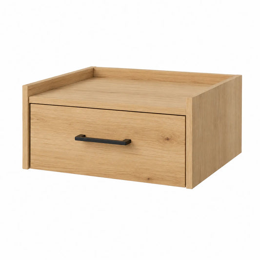 Mesita de noche de roble con caj¨®n y tirador de metal 40x30x20 cm