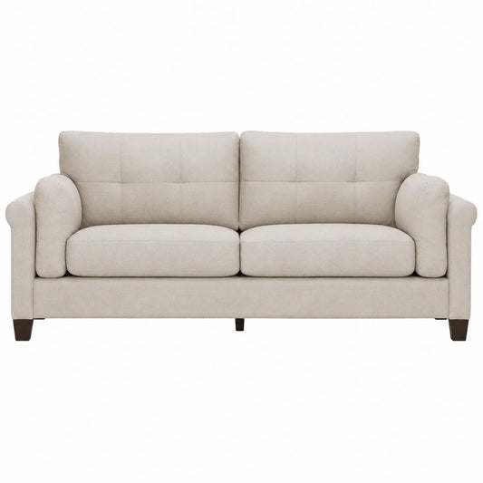Sof¨¢ de 3 plazas tela poli¨¦ster beige 200x90x85 cm