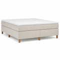 Cama de tela beige con patas de roble 160x200 cm