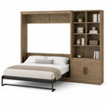 Cama abatible de madera con estantería integrada