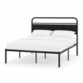Cama de metal con cabecera tapizada negra 200x160 cm