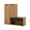 Zapatero de Madera con Compartimento y Puerta Negro 150x90x30 cm
