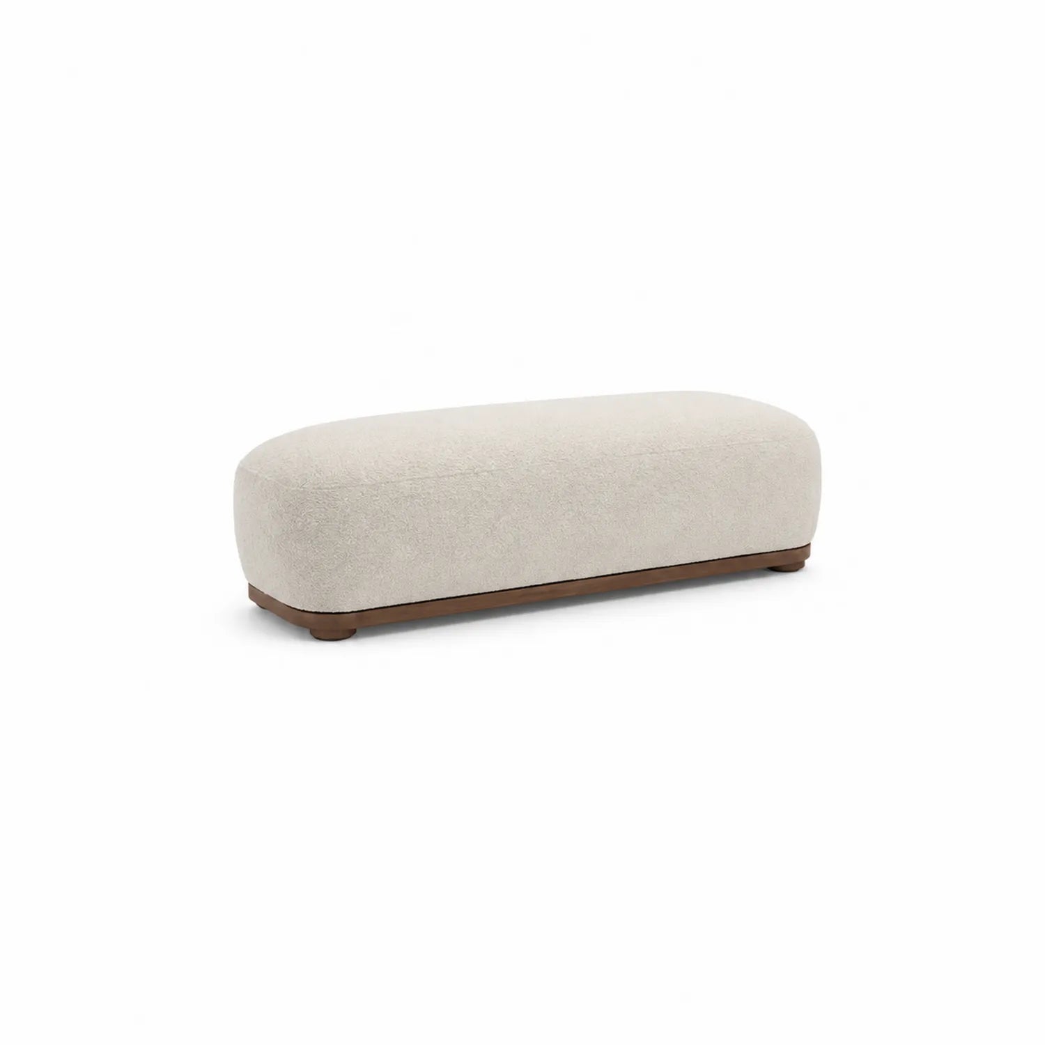 Banco tapizado en poliéster con base de madera 150cm
