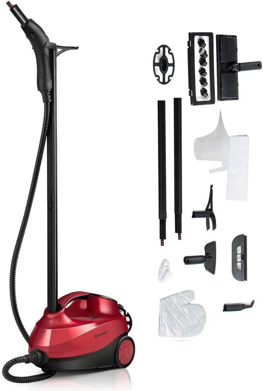 Nettoyeur vapeur, 1,5 L, 2000 W, COSTWAY, vapeur pressurisée, multi-usage, portable, grand réservoir, rouge
