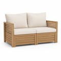 Sofá de exterior de madera acacia beige 2 plazas