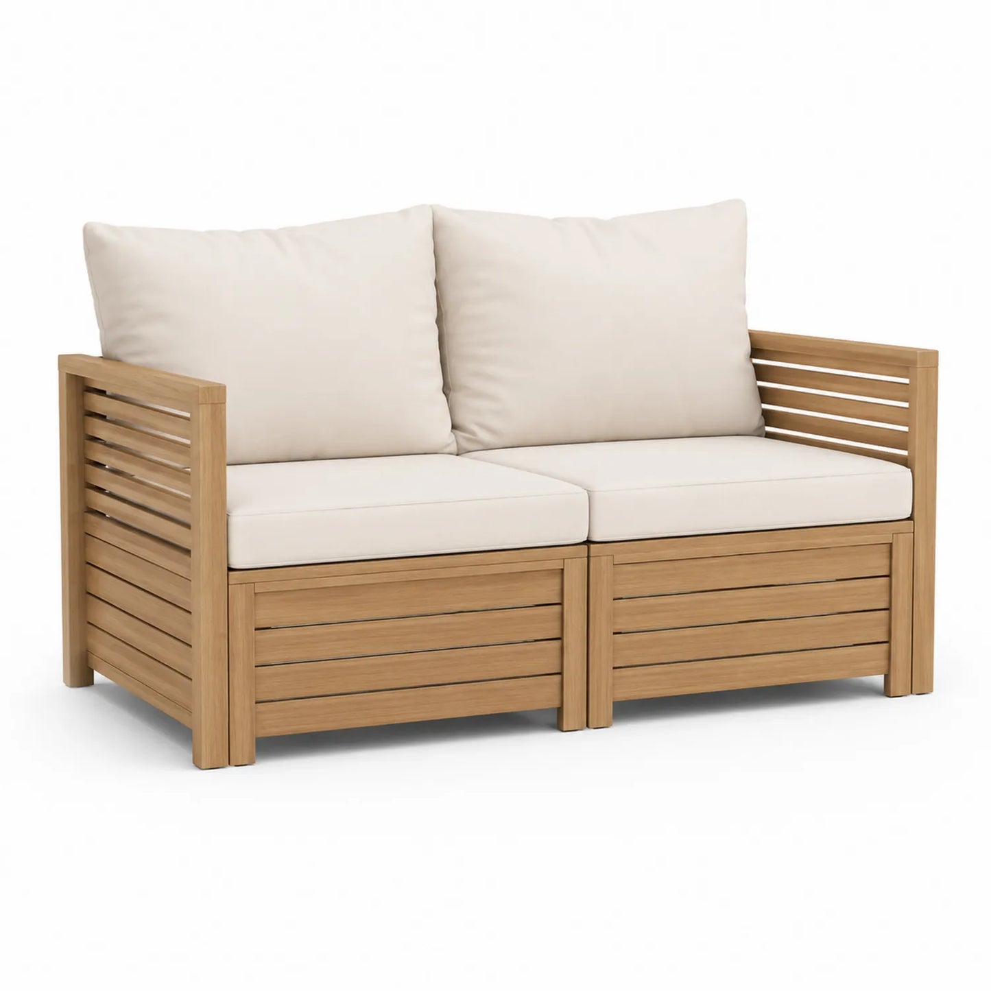Sof¨¢ de exterior de madera acacia beige 2 plazas