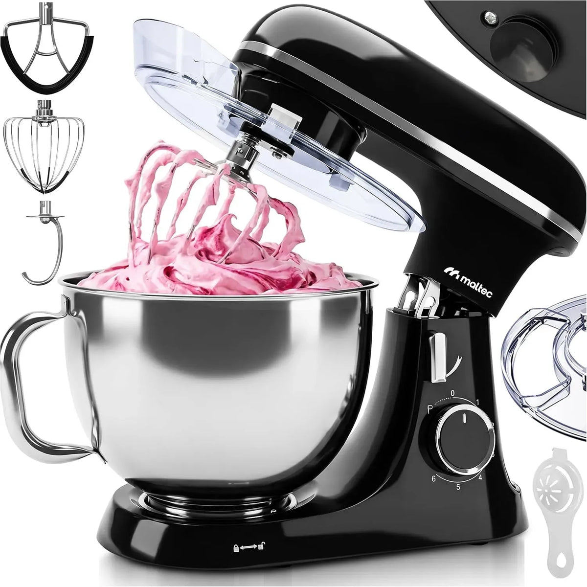 Robot de cuisine, 7 L, 2000 W, acier inoxydable, bouton rotatif LED