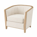 Sillón de poliéster beige con estructura de roble