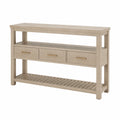 Mesa consola de madera con 3 cajones y estante inferior 120x35x80 cm Roble Claro