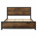 Cama de matrimonio de madera y metal marrón/negro 200x160 cm