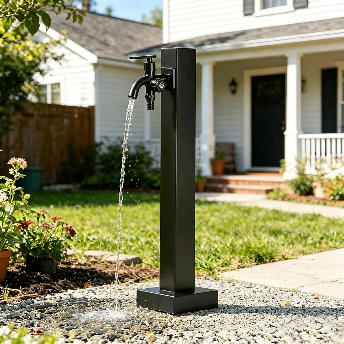 Robinet de cuisine, 60cm, extérieur, acier inoxydable, noir, irrigation agricole 60cm Noir F, distributeur d'eau en acier inoxydable