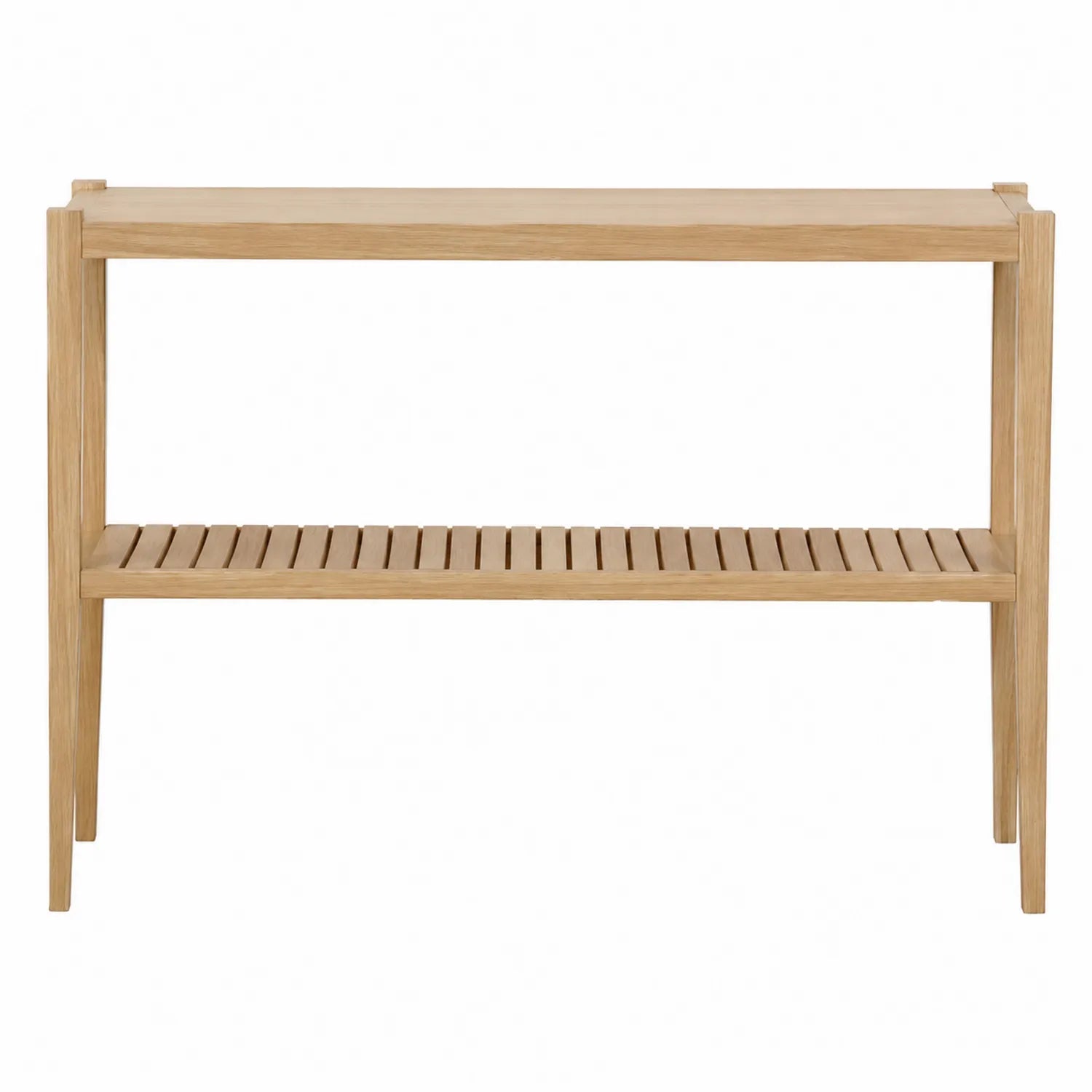 Mesa consola de roble con estante