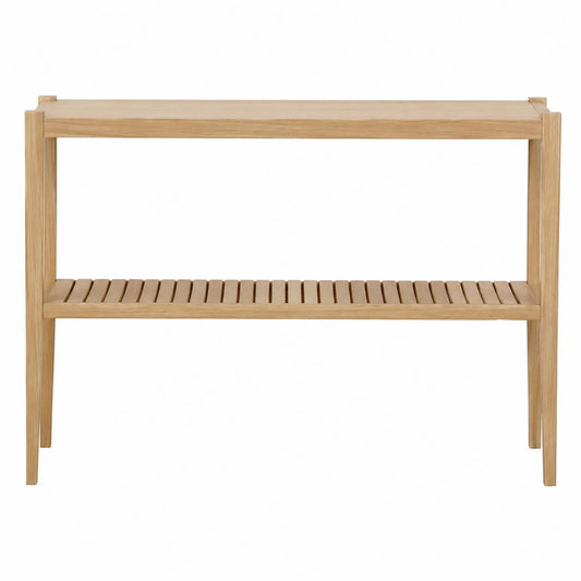 Mesa consola de roble con estante