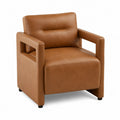 Sillón de cuero sintético marrón con brazos cuadrados 80x75x70 cm
