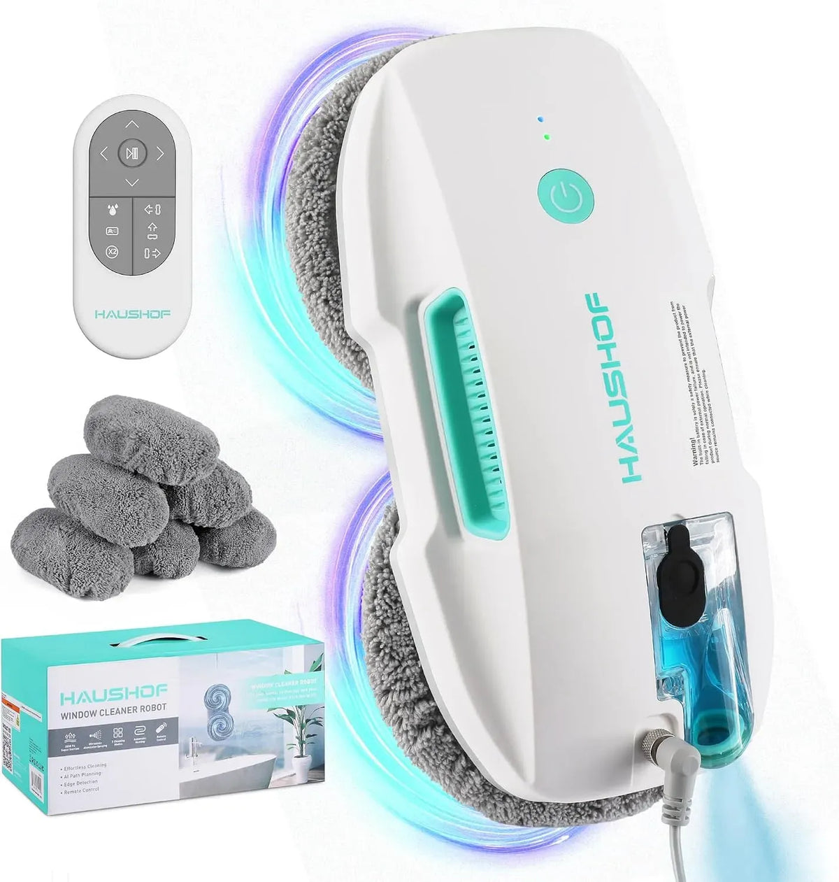 robot aspirateur laveur, Nettoyeur, nettoyeur électrique de vitres, pour Surfaces Lisses, HAUSHOF