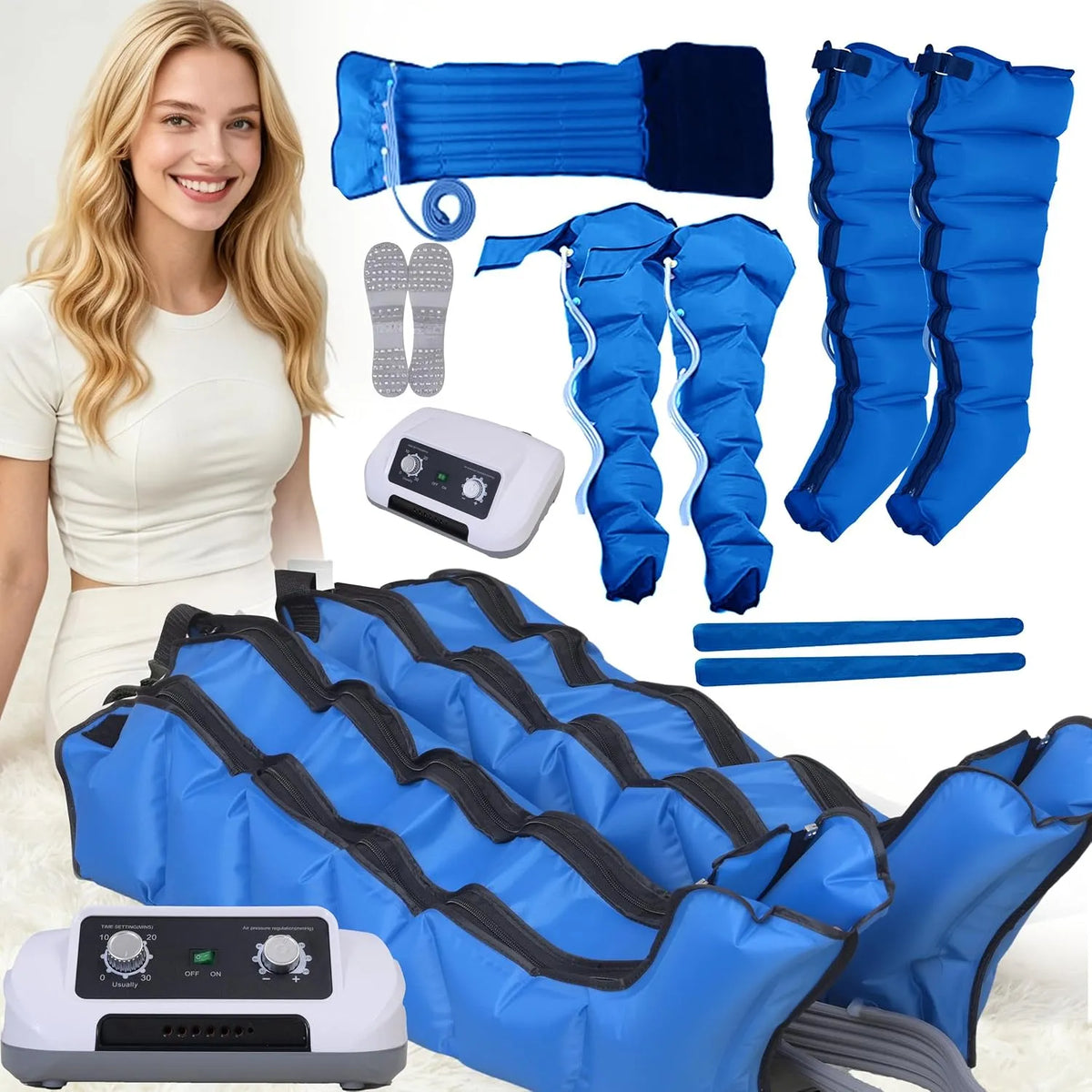 machine à bottes, masseur, appareil de pressothérapie pour les jambes, 10 cm, professionnel, bleu, pour la maison