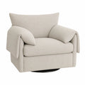 Sillón Giratorio de Poliéster Beige con Reposabrazos