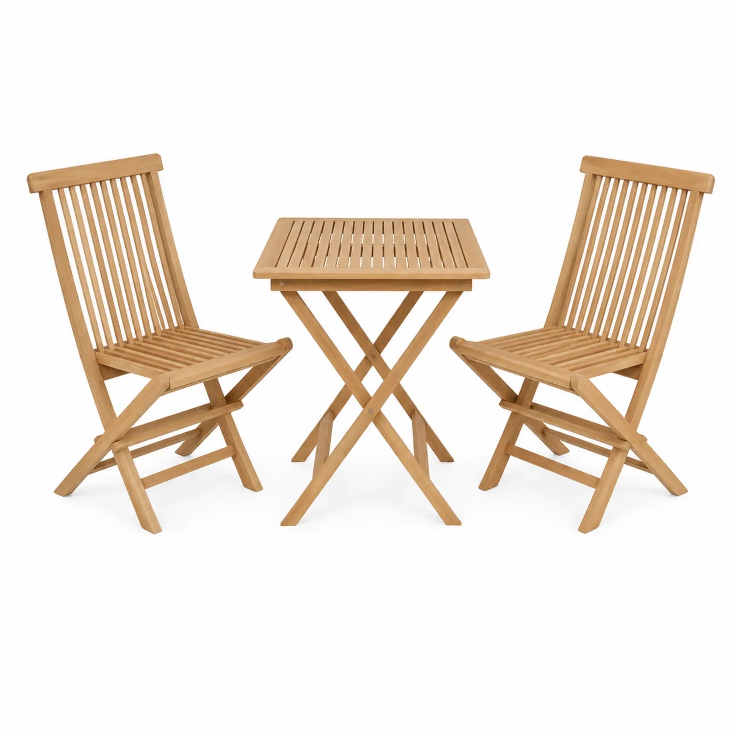 Conjunto de Mesa y Sillas de Exterior de Madera de Acacia Plegable 60x60 cm