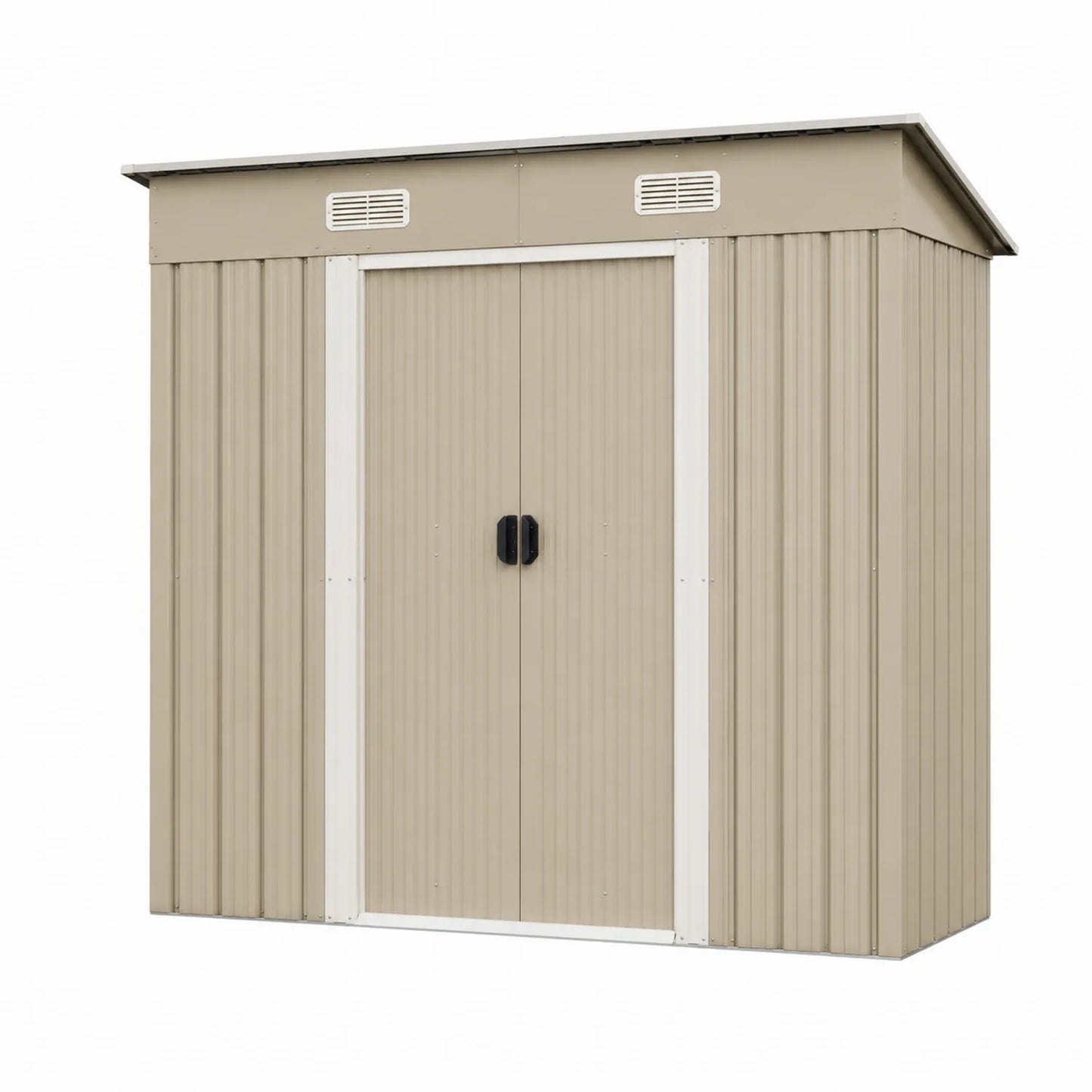 Cobertizo de almacenamiento de acero galvanizado beige 194x121x181 cm