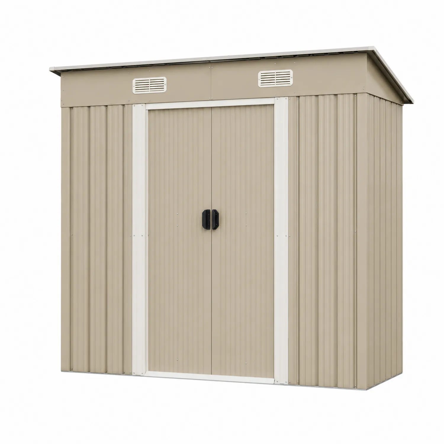 Cobertizo de almacenamiento de acero galvanizado beige 194x121x181 cm