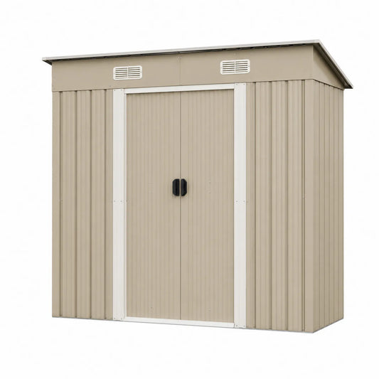 Cobertizo de almacenamiento de acero galvanizado beige 194x121x181 cm