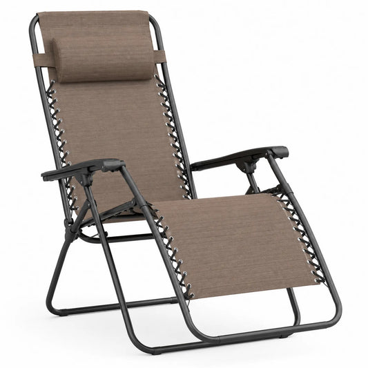 Tumbona de acero y textilene marr¨®n con almohada
