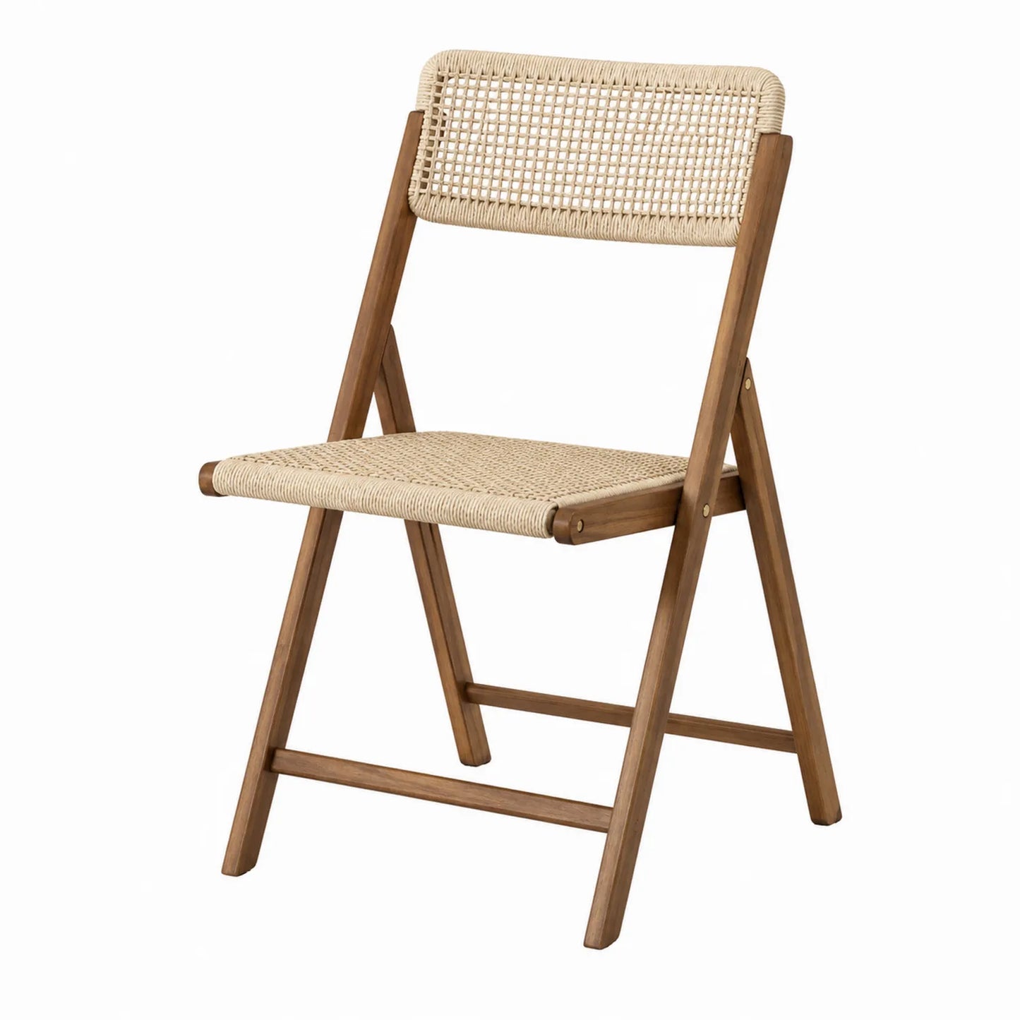 Silla Plegable de Madera y Rat¨¢n Beige 78x45x55 cm